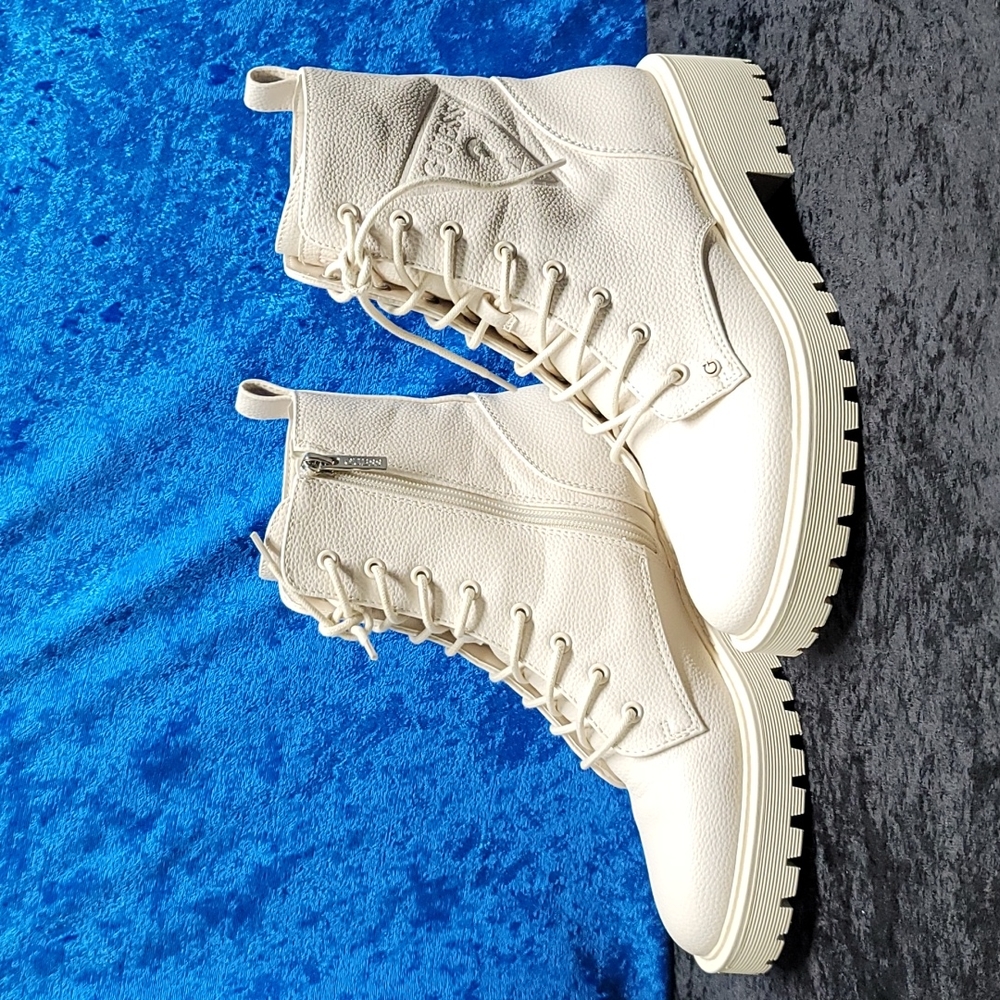 Cream colored Guess size 8 1/2 women's combat boots